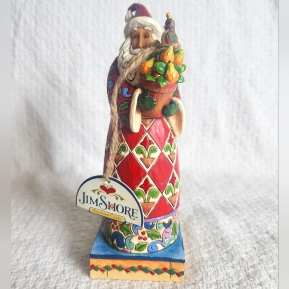 Jim Shore Holiday Tradition Small Santa with Patridge Peartree Figurine - Picture 3 of 10